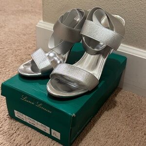 Lauren Lorraine Shimmering Silver Heels
